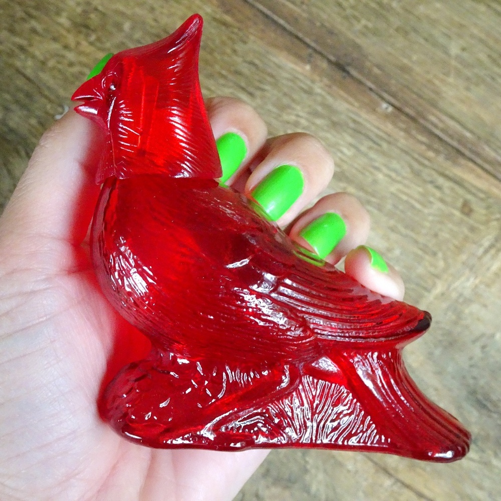 Vintage 1970s Avon Red Glass Cardinal Empty Perfume Bottle Decor - Bottle Only!